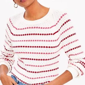 Stripe Texture Raglan Sweater ~ whisper white, Ruby Red, Hot pink